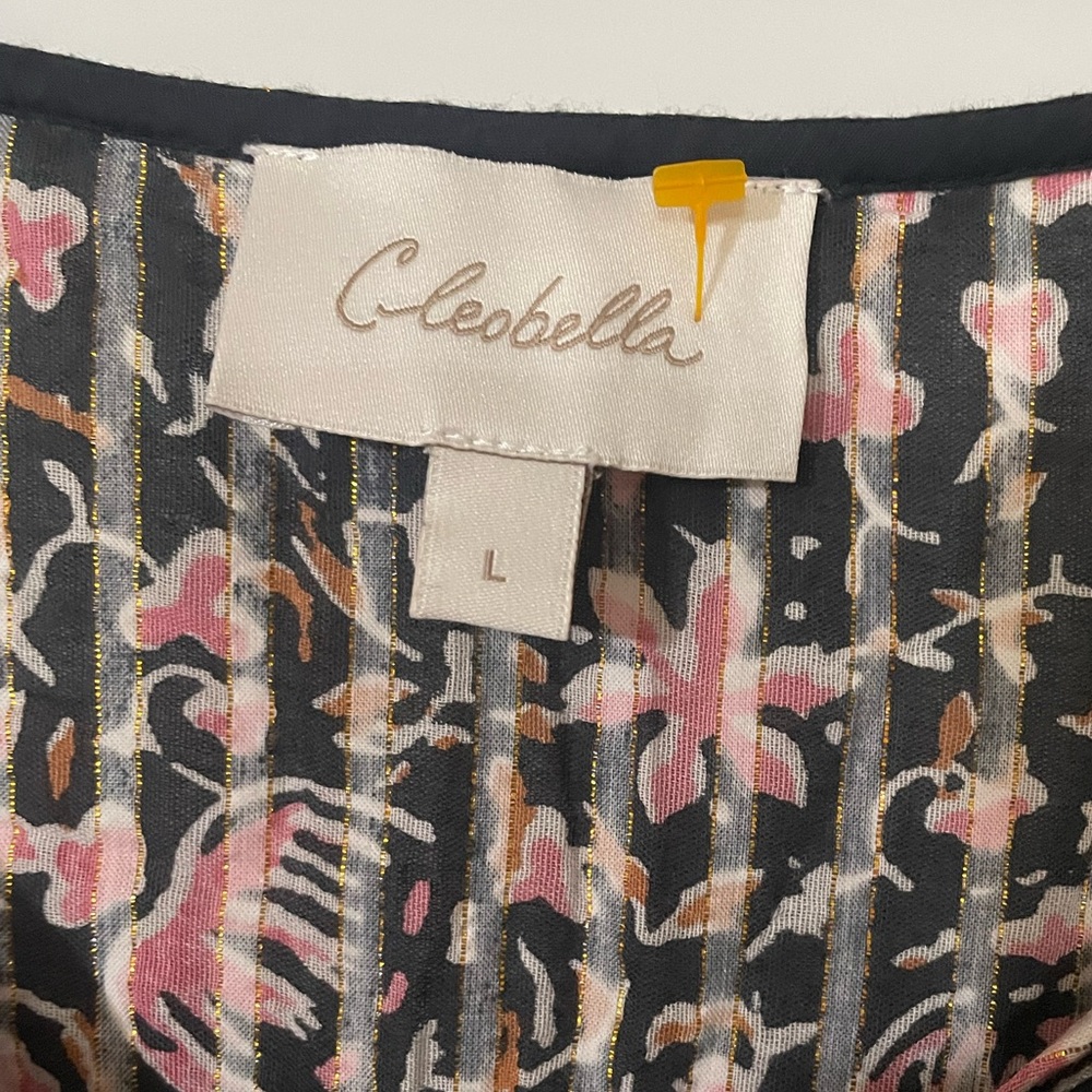 Cleobella Brynlee Floral Peasant Blouse Large Organic Cotton Cottagecore Fairy - Picture 3 of 9